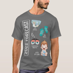Funny 2022 Forecast New Dad Mum Cute Pregnancy Ann T-Shirt