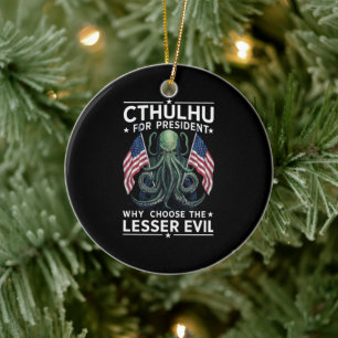 Funny 2024 Elections Cthulhu For President  Ceramic Tree Decoration