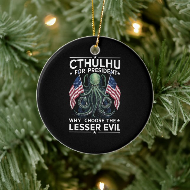 Funny 2024 Elections Cthulhu For President  Ceramic Tree Decoration (Tree)