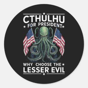 Funny 2024 Elections Cthulhu For President  Classic Round Sticker