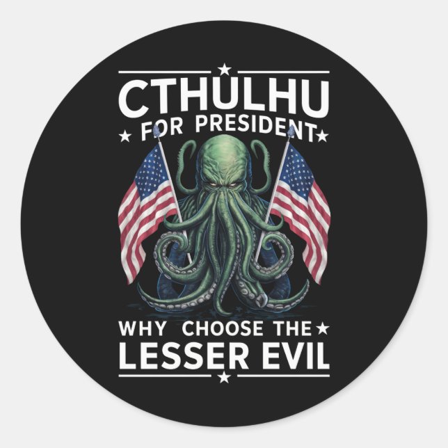 Funny 2024 Elections Cthulhu For President  Classic Round Sticker (Front)