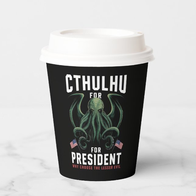Funny 2024 Elections Cthulhu for President  Paper Cups (Front)