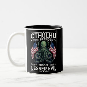 Funny 2024 Elections Cthulhu For President  Two-Tone Coffee Mug
