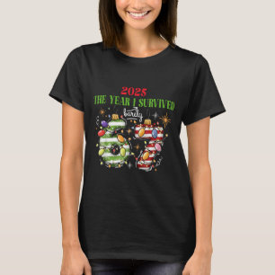 Funny 2025 The Year I Survived Barely 67 Christmas T-Shirt