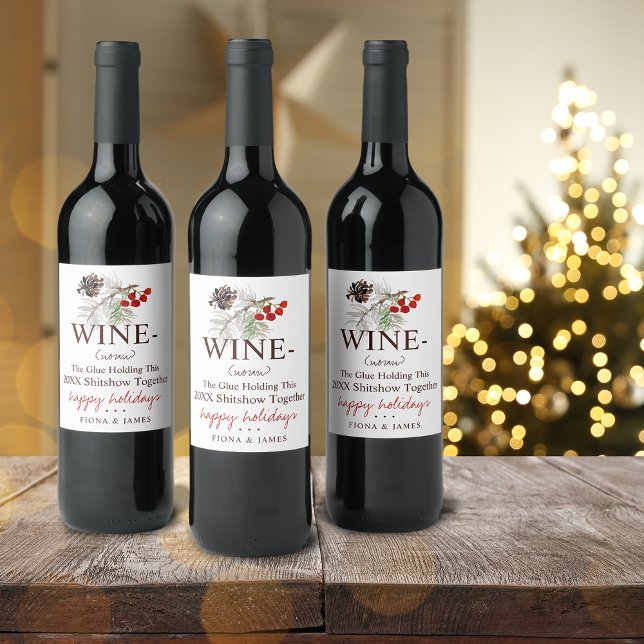 Funny 2025 Wine Glue Holding Us Together Greenery Label (Funny 2023 Wine Glue Holding Us Together Greenery Wine Label)