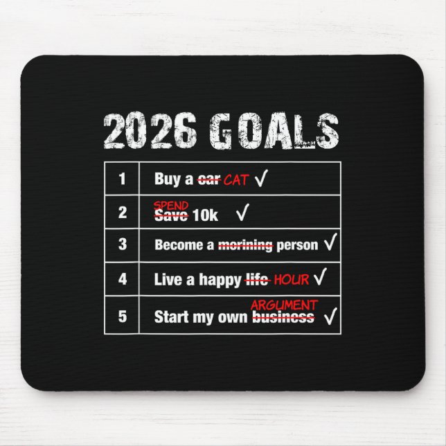 Funny 2026 Goals New Year Sarcastic  Mouse Mat (Front)