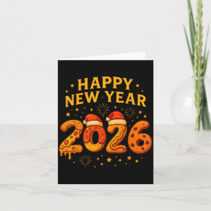 Funny 2026 Happy New Year Food Zza Donut For Kids  Card