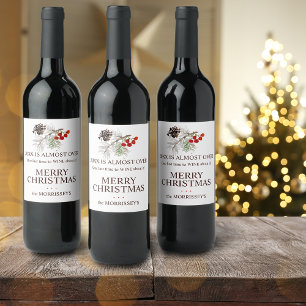 Funny 2026 Is Almost Over Greenery Name Holiday Wine Label