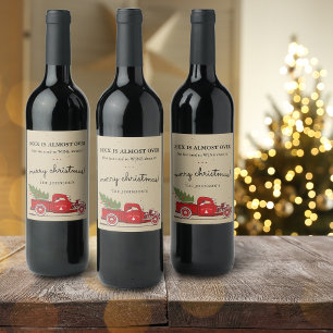 Funny 2026 Is Almost Over Red Truck Name Holiday Wine Label