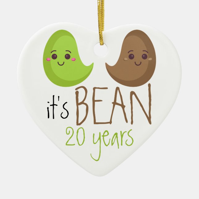 Funny 20 Years Married Ceramic Tree Decoration (Front)