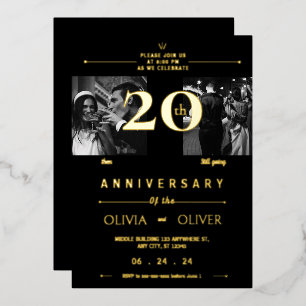 Funny 20th Wedding Anniversary then and now gold