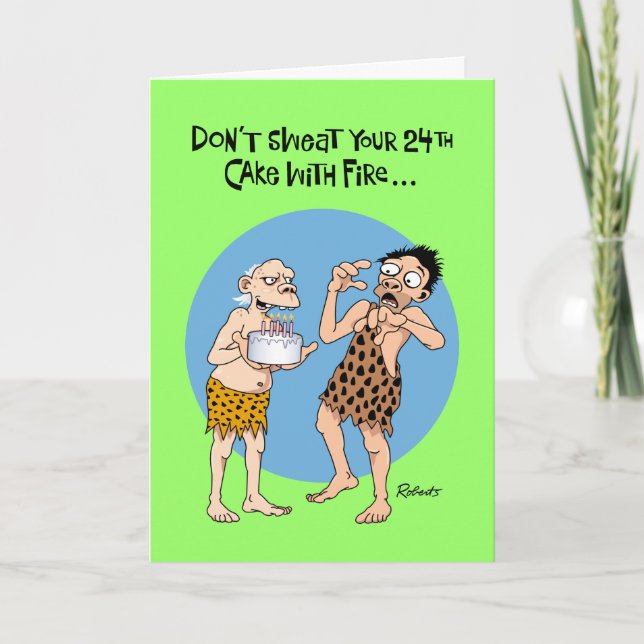 Funny 24th Birthday Cartoon Card (Front)