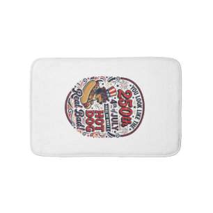 Funny 250th 4th of July Hot Dog Dachshund Bath Mat