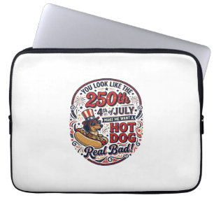 Funny 250th 4th of July Hot Dog Dachshund Laptop Sleeve