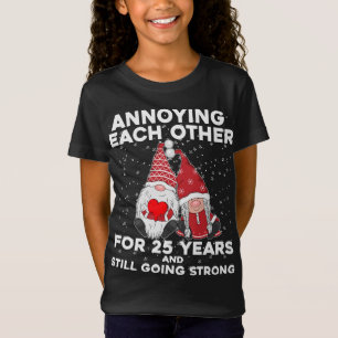 Funny 25 Years Christmas Gnomes Couple Marriage An T-Shirt