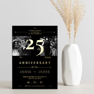 Funny 25th Wedding Anniversary then and now gold