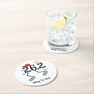 Funny 26.2 Marathoner Way to Go Marathon Runner Round Paper Coaster