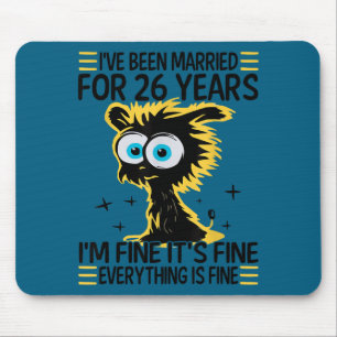 Funny 26th Wedding Anniversary Couples Artwork Mouse Mat
