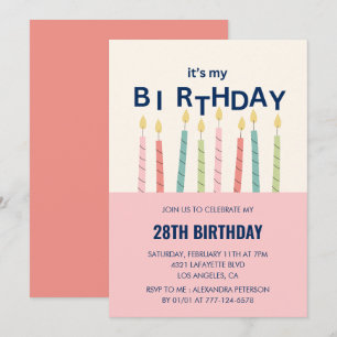 Funny 28th birthday invitations Birthday Candle