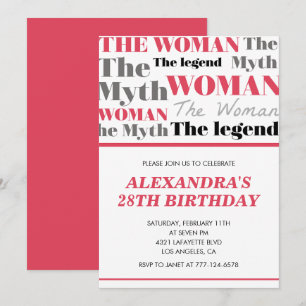  Funny 28th birthday invitations her Myth Legend