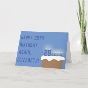 Funny 29 Again Birthday Cake Candles   Blue Card