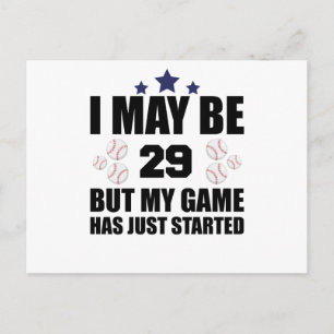 Funny 29th Birthday Baseball Fan 29 Year Old Birth Postcard