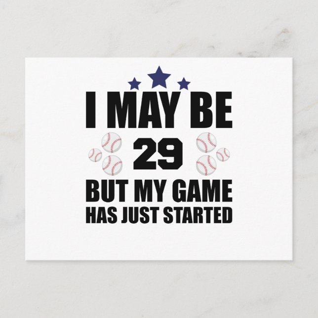 Funny 29th Birthday Baseball Fan 29 Year Old Birth Postcard (Front)