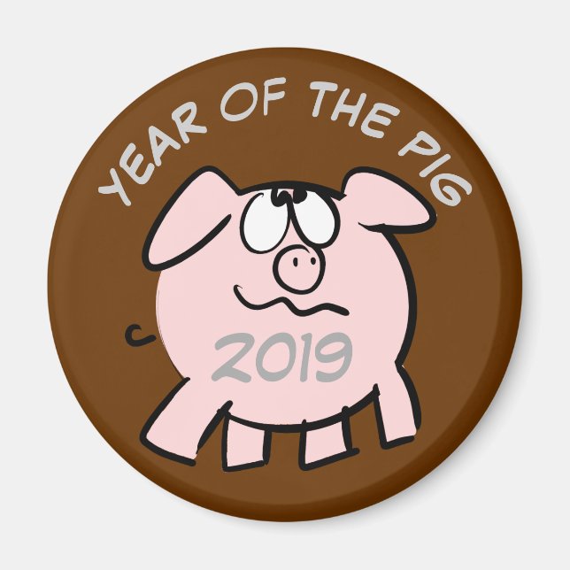 Funny 2 Cartoon Illustration Pig custom Year M Magnet (Front)