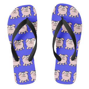 Funny 2 Cartoon Pig Choose Colour Men Flip Flop