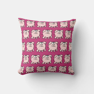 Funny 2 Cartoon Pig Choose Colour Square Pillow