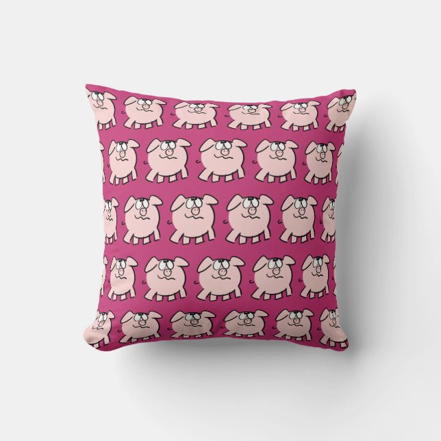 Funny 2 Cartoon Pig Choose Colour Square Pillow (Front)