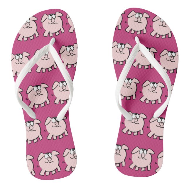 Funny 2 Cartoon Pig Choose Colour Women Flip Flop (Footbed)