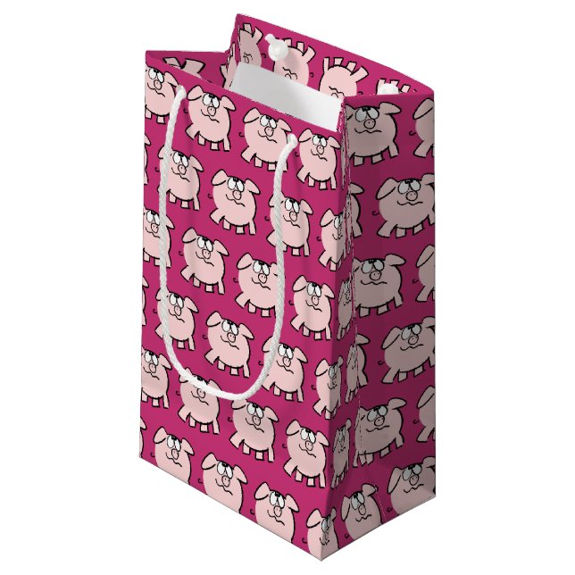 Funny 2 Cartoon Pig New Baby Choose Colour Gift B Small Gift Bag (Front Angled)