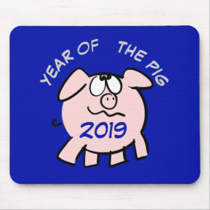 Funny 2 Cartoon Pig  Year 2019 Choose Colour Mouse Mouse Mat
