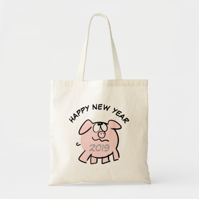 Funny 2 Cartoon Pig Year 2019 tote Bag (Front)