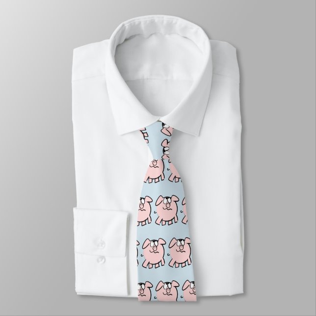 Funny 2 Cartoon Pig Year Birthday Choose Colour Ti Tie (Tied)