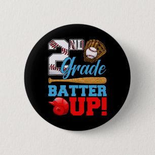 Funny 2nd Grade Batter Up Baseball First Day Of Sc 6 Cm Round Badge
