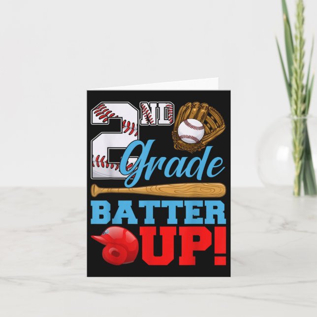 Funny 2nd Grade Batter Up Baseball First Day Of Sc Card (Front)