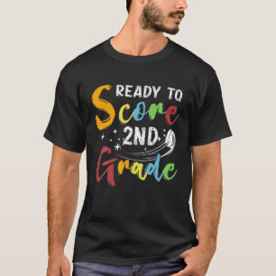 Funny 2Nd Grade Ready To Score Hockey Puck Back To T-Shirt
