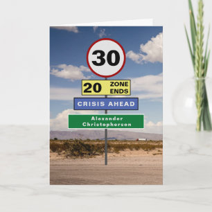 Funny 30th Birthday Humour Road Signs Card