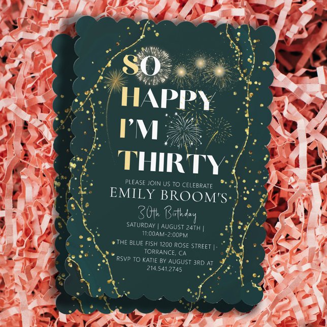 Funny 30th Birthday Invitation Sparkly Emerald (Creator Uploaded)