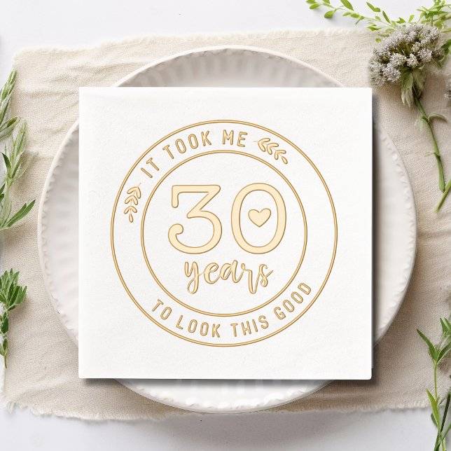 Funny 30th Birthday Party Thirty Thirtieth Foil Napkins (Creator Uploaded)