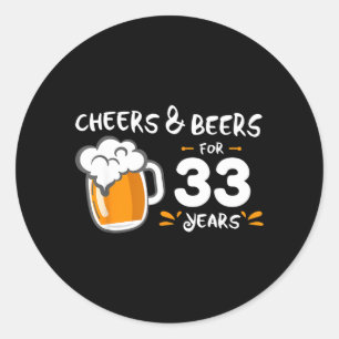 Funny 33rd Birthday Classic Round Sticker