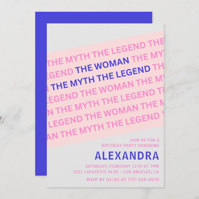 Funny 34th birthday invitations Quote Woman Myth  (Front/Back)