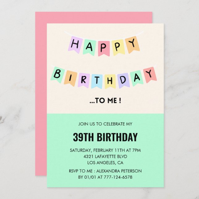  Funny 39th birthday invitations Happy Birthday (Front/Back)