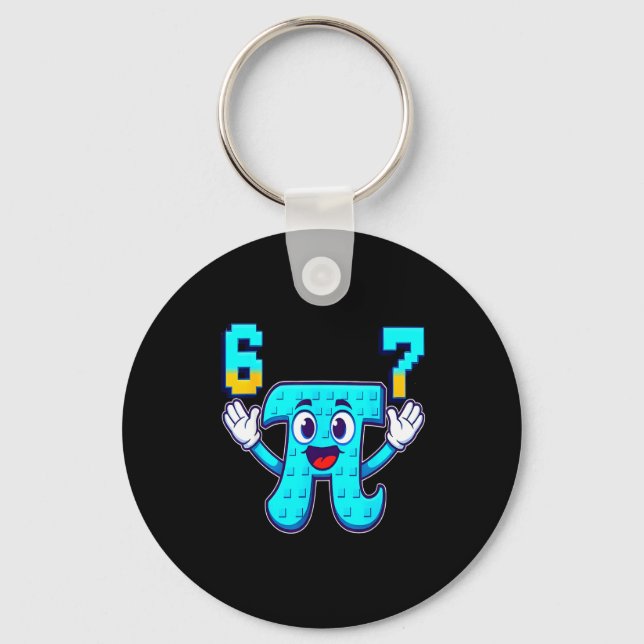 Funny 3.14 6 7 meme math nerd genz brainrot italia key ring (Front)