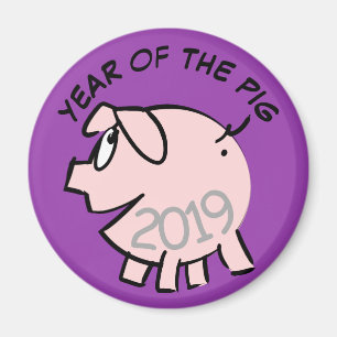 Funny 3 Cartoon Illustration Pig  Year 2019 Magnet