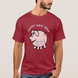 Funny 3 Cartoon Illustration Pig Year Zodiac MT T-Shirt