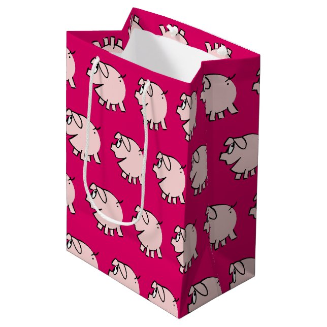 Funny 3 Cartoon Pig Baby Choose Colour M Gift Medium Gift Bag (Front Angled)
