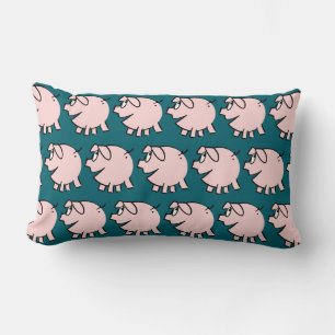 Funny 3 Cartoon Pig Choose Colour Lumbar Pillow